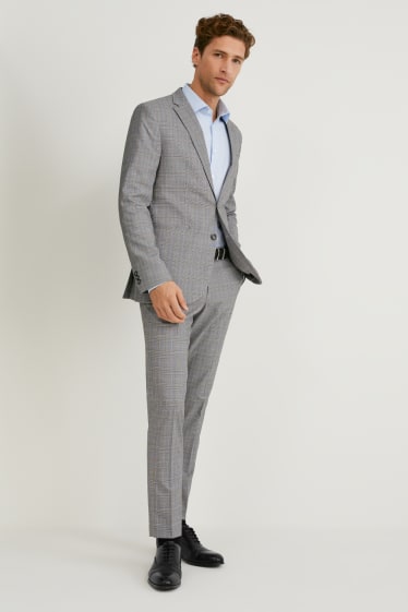 Hommes - Veste de costume - coupe slim - matière extensible - LYCRA® - à carreaux - gris