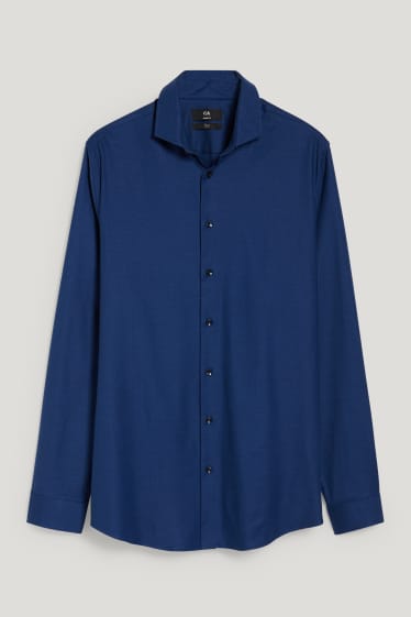 Heren - Business-overhemd - slim fit - cut away - Flex - gemakkelijk te strijken - donkerblauw