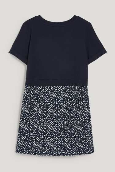 Dames - Zwangerschaps-T-shirt - 2-in-1-look - donkerblauw
