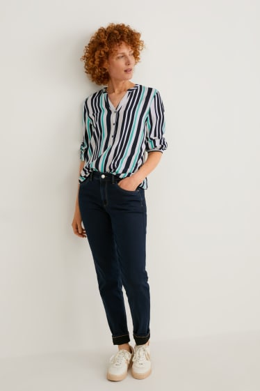 Damen - Bluse - gestreift - grün