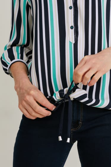 Damen - Bluse - gestreift - grün