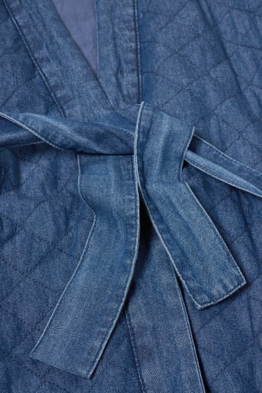 Damen - Steppmantel - jeans-blau