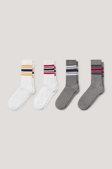 Hombre - Pack de 4 - calcetines de tenis - LYCRA® - gris claro jaspeado