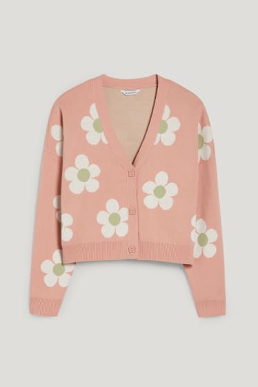 Clockhouse Girls - CLOCKHOUSE - Strickjacke - geblümt - rosa