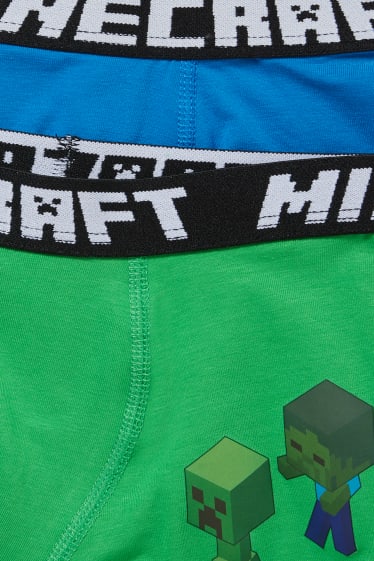 Mali chłopcy - Wielopak, 2 pary - Minecraft - bokserki - bawełna bio - niebieski