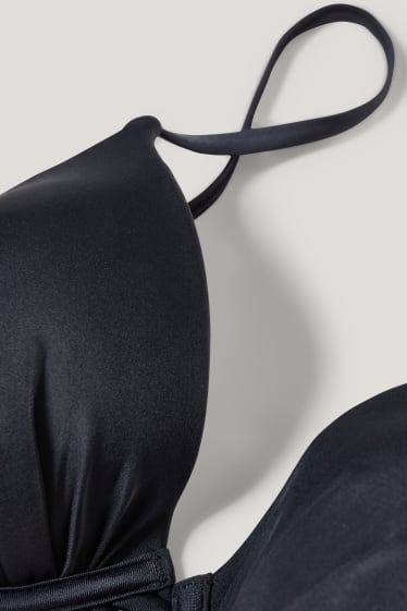 Mujer - Top de bikini con aros y relleno - negro