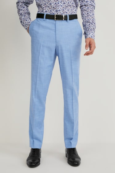Pánské - Oblekové kalhoty - regular fit - stretch - LYCRA® - světle modrá-žíhaná