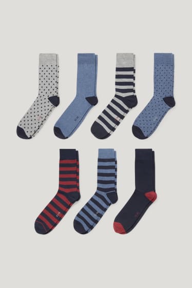 Heren - Set van 7 paar - sokken - biokatoen - LYCRA® - lichtblauw-mix