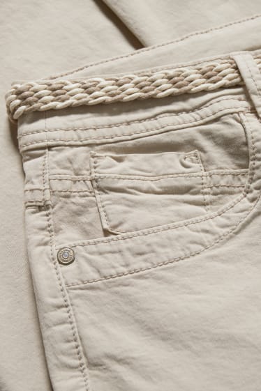 Damen - Hose mit Gürtel - Slim Fit - taupe