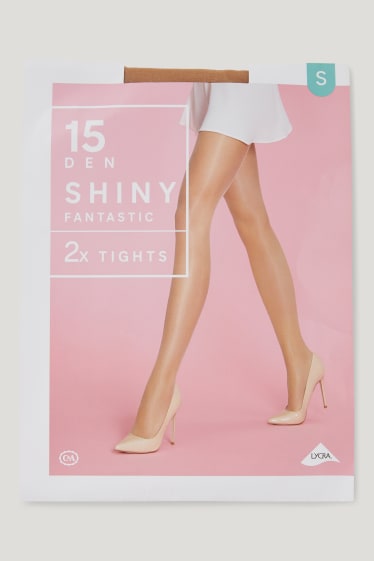 Damen - Multipack 2er - Feinstrumpfhose - 15 DEN - bronze