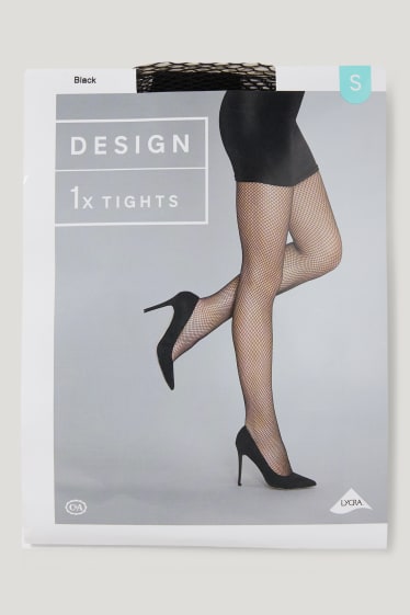 Women - Mesh tights - LYCRA® - black