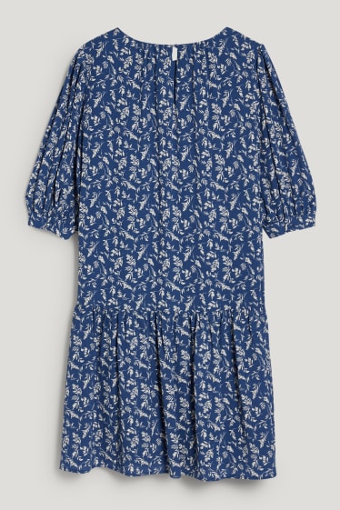 Dámské - Áčkové šaty - s květinovým vzorem - modrá