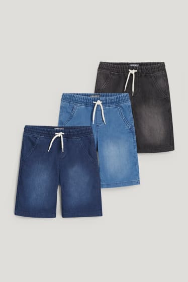 Băieți - Multipack 3 buc. - pantaloni scurți denim - denim-albastru