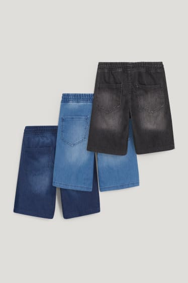 Băieți - Multipack 3 buc. - pantaloni scurți denim - denim-albastru