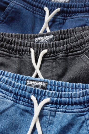 Băieți - Multipack 3 buc. - pantaloni scurți denim - denim-albastru