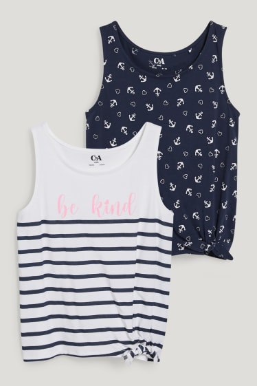 Kids Girls - Multipack 2er - Top mit Knotendetail - weiß