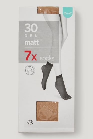 Damen - Multipack 7er - Feinsöckchen - Komfortbund - 30 DEN - beige