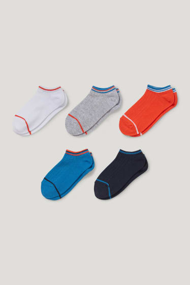 Garçons - Lot de 5 paires - chaussettes de sport - gris / bleu foncé