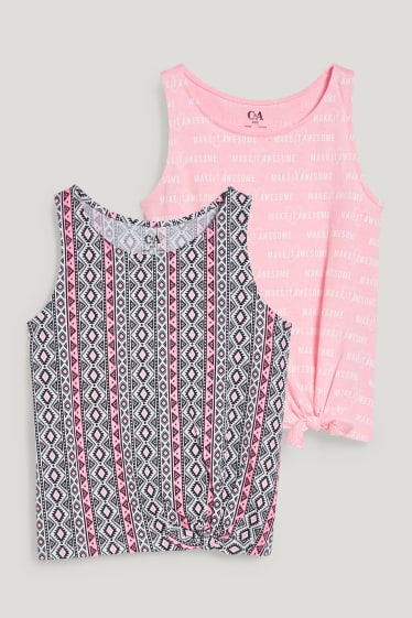 Kids Girls - Multipack of 2 - top with knot detail - rose