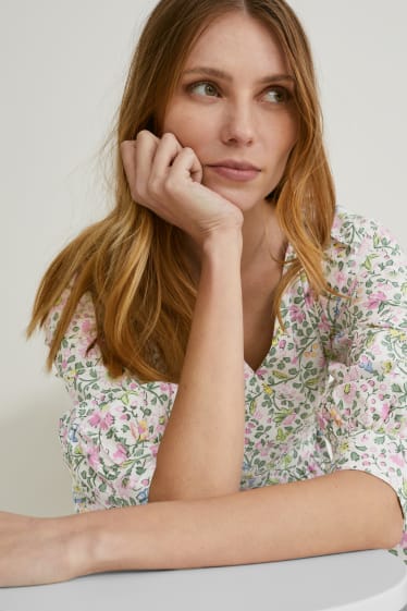 Femmes - Robe portefeuille - à fleurs - blanc