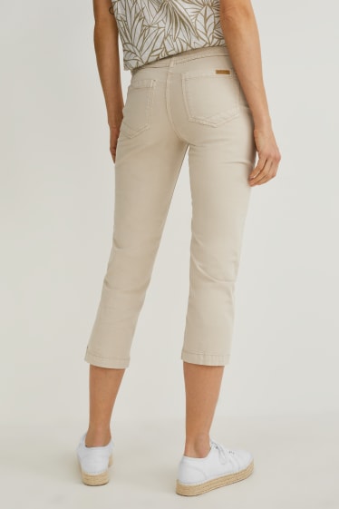 Damen - Hose mit Gürtel - Slim Fit - taupe