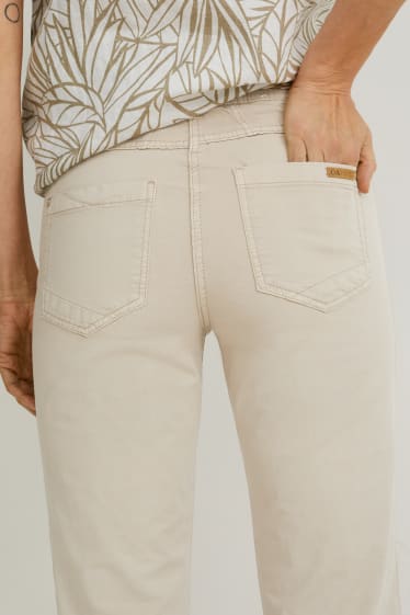 Damen - Hose mit Gürtel - Slim Fit - taupe