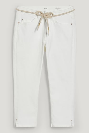 Dona - Capri jeans amb cinturó - mid waist - blanc