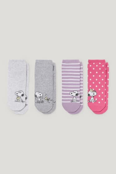 Femmes - Lot de 4 paires - chaussettes de sport avec motif - Peanuts - rose
