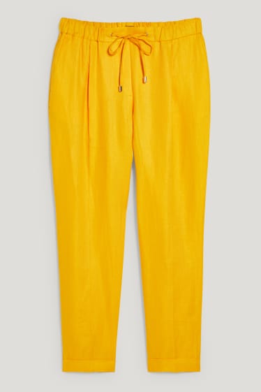 Women - Linen trousers - slim fit - yellow