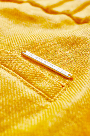 Donna - Pantaloni di lino - slim fit - giallo