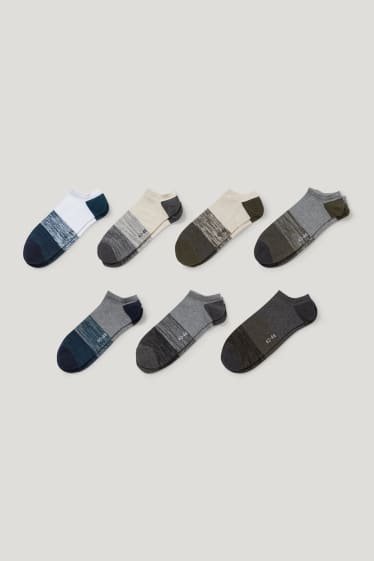 Hombre - Pack de 7 - calcetines tobilleros - LYCRA® - gris jaspeado
