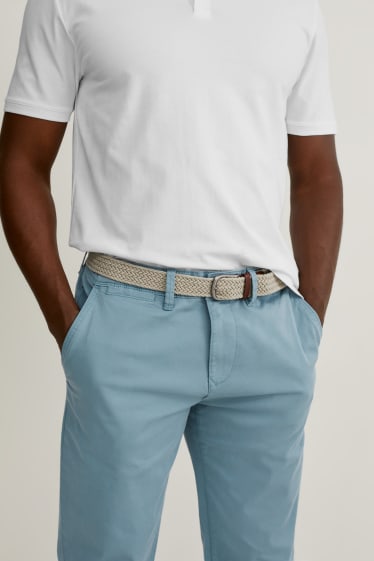 Men - Chinos with belt - regular fit - LYCRA® - petrol