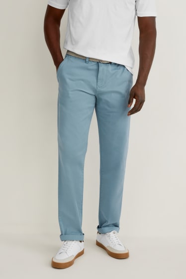 Men - Chinos with belt - regular fit - LYCRA® - petrol