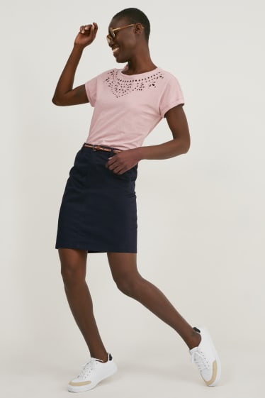 Dames - Rok met riem - donkerblauw