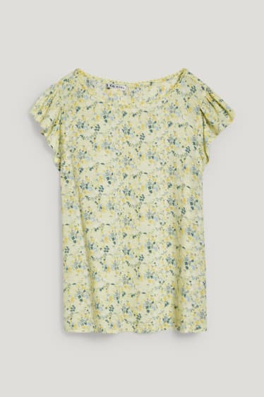 Dames - Zwangerschapsblouse - gebloemd - lichtgeel