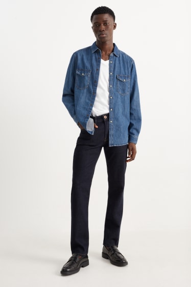 Hommes - Chemise en jean - regular fit - col kent - jean bleu foncé