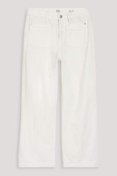 Femmes - Jean à jambes larges - high waist - blanc