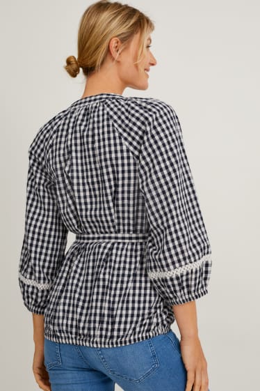 Donna - Blusa premaman - a quadretti - blu scuro