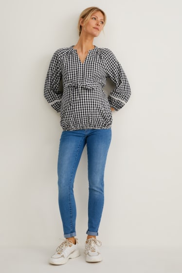 Donna - Blusa premaman - a quadretti - blu scuro