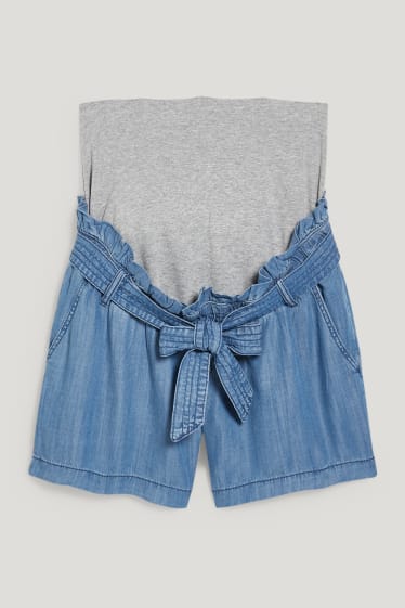Dames - Zwangerschapsshorts - Tencel™ - jeansblauw