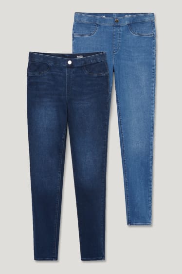Dames - Set van 2 - jegging jeans - mid waist - push-up effect - jeansblauw