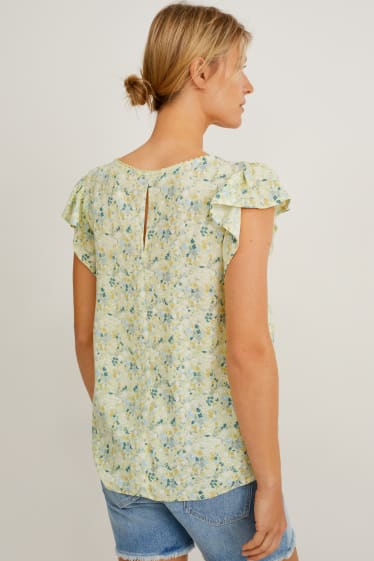 Dames - Zwangerschapsblouse - gebloemd - lichtgeel