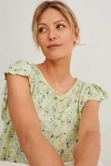 Dames - Zwangerschapsblouse - gebloemd - lichtgeel