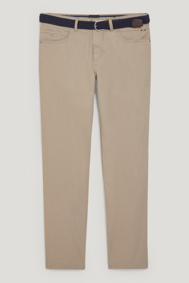 Hombre - Pantalón con cinturón - regular fit - LYCRA® - marrón claro