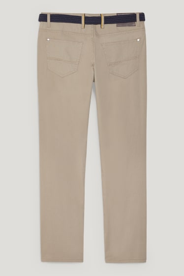 Hombre - Pantalón con cinturón - regular fit - LYCRA® - marrón claro