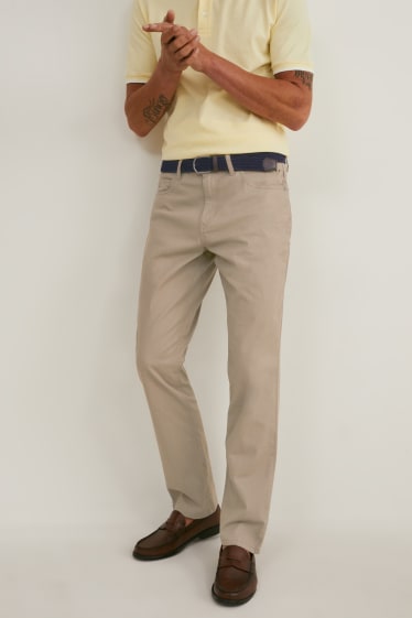 Hommes - Pantalon avec ceinture - regular fit - LYCRA® - marron clair