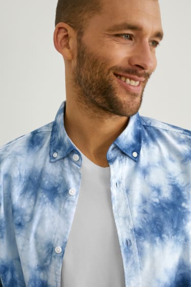 Hommes - Chemise - regular fit - col button down - bleu