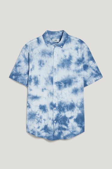 Hommes - Chemise - regular fit - col button down - bleu