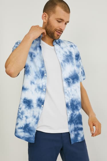 Hommes - Chemise - regular fit - col button down - bleu
