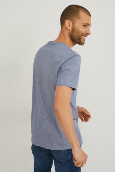 Mężczyźni - T-shirt - Flex - bawełna bio - LYCRA® - w paski - niebieski